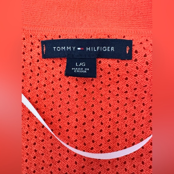 Women’s Tommy Hilfiger Coral Fall Button Down Cardigan with Pockets Logo Ribbed - Picture 4 of 7